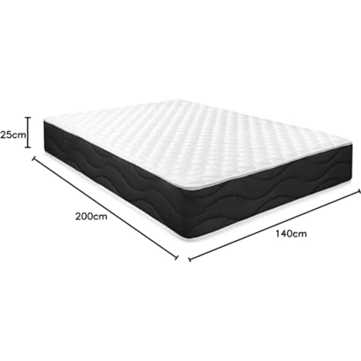 Homey - Viskoelastische Matratze Sleep Pro, wendbar (Winter-Sommer-Gesicht), Festigkeit, mittlere Härte, Dicke 25 cm, milbendicht, antibakteriell und hypoallergen, 140 x 200 cm – Bild 3