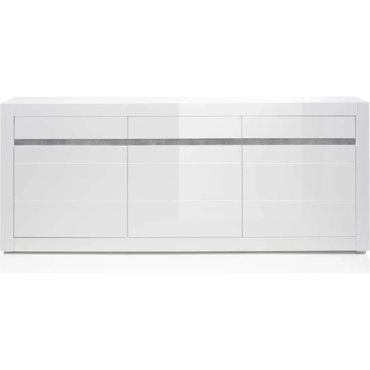 Lomadox Wohnwand COGO-61, (2-St), mit Vitrinen inkl. LED und Sideboard in weiß Hochglanz 369 x 198 x 42 cm – Bild 5