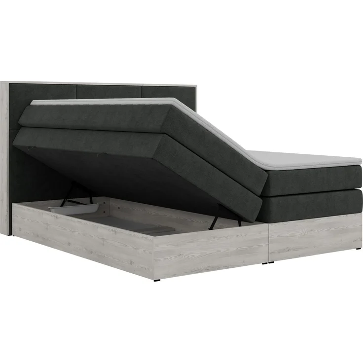 Boxspringbett DELNOR KING 160 x 200 cm Doppelbett mit Bettkasten Kopfteil 7-Zonen Multipocket-Matratze H3 Topper T25 ergonomisch Polsterbett - Dunkelgrau Stukture – Bild 8