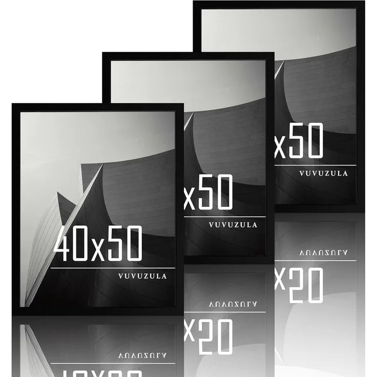 Schwarze Bilderrahmen 40x50cm Holz Fotorahmen MDF Rahmen 3er Set