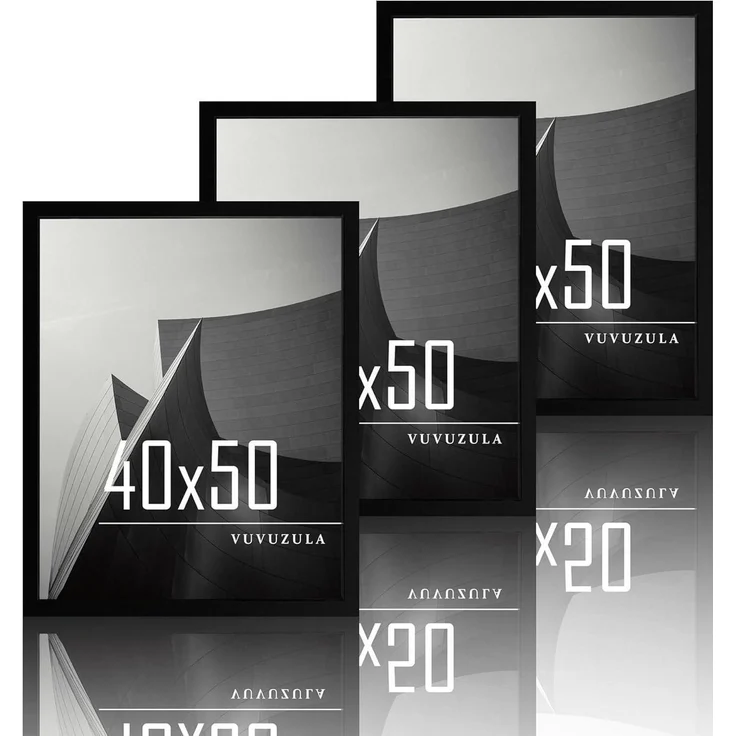 Schwarze Bilderrahmen 40x50cm Holz Fotorahmen MDF Rahmen 3er Set – Bild 1