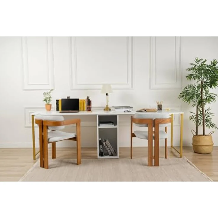 Dmora Schreibtisch Caprioli 240 x 60 x 74 cm Weiß, 1 Fach – Bild 4