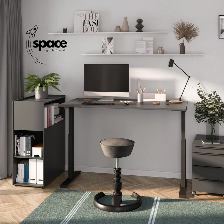 bümö Space Anstellcontainer & Raumteiler in Weiß, Regal Container mit 5 Fächer - Schreibtisch Schrank für Ordner & Akten am Bürotisch - Schreibtischcontainer für Büro & Homeoffice, SPCRT-84 – Bild 5