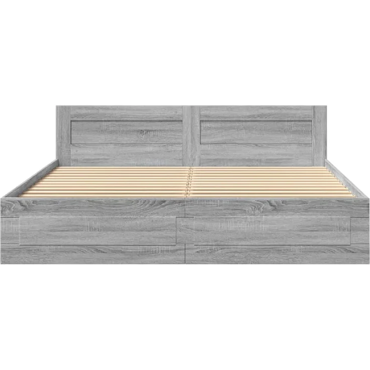 vidaXL Bettgestell mit Kopfteil Grau Sonoma 200x200cm Holzwerkstoff 3295539 – Bild 5
