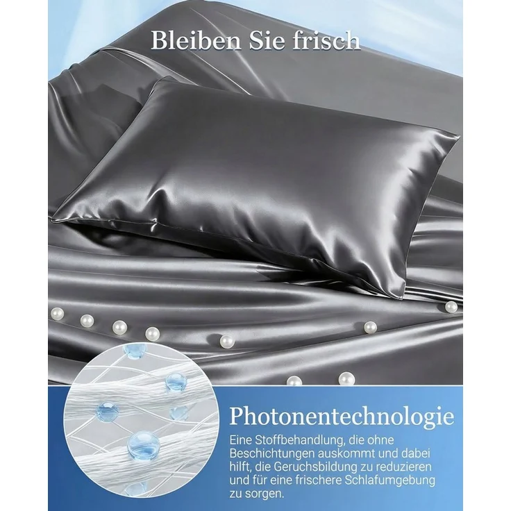 Elegear Kissenbezug Kühlender Kissenbezug 40x80/50x80 cm kopfkissenbezug Q-Max>0,5, Kissenbezüge mit Arc-Chill 3.0 Technologie, Maschinenwaschbar, grau – Bild 3