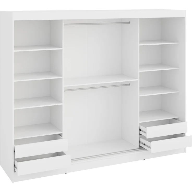 Mirjan24 'Norilo 250' Kleiderschrank, mit warmweißer LED Beleuchtung, Holz Schwarz, 203 x 250 x 65 cm – Bild 3