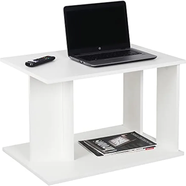 RICOO Couchtisch mit Stauraum 69 x 44,5 x 50 cm, Couchtisch Holz, Wohnzimmertisch für Couch Weiss – WM093-WM, Tisch Wohnzimmer Tisch, Sofatisch, Coffee Table, Couchtisch weiß klein, Couch Tisch