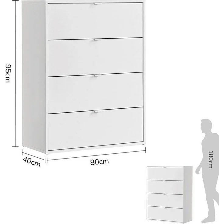 mokebo Sideboard Die Stilvolle (mit 4 Schubladen), Nachttisch, Highboard, Anrichte oder Kommode in Weiß – Bild 4