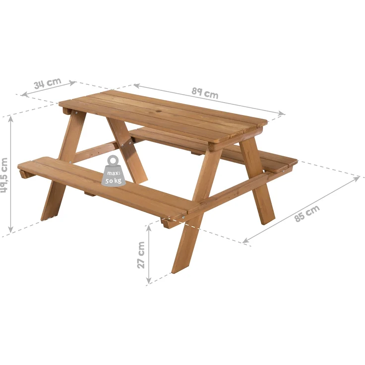 roba Kindersitzgruppe 'Outdoor+' - wetterfeste Sitzgarnitur 'Picknick for 4' - Massivholz - Teak-Optik – Bild 4
