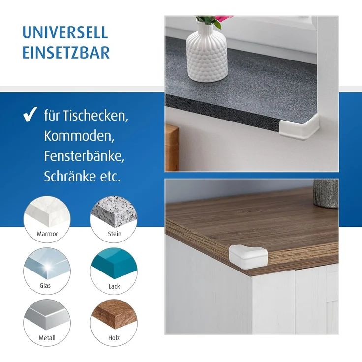 Reer Eckenschutz soft, 4 Stück, bissfest, schadstoffgeprüft, weiß – Bild 4