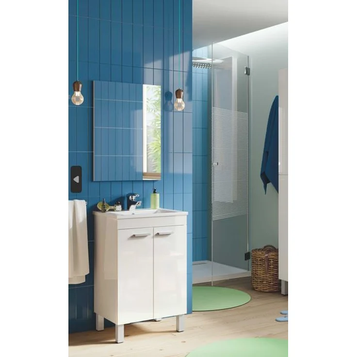 Waschbeckenunterschrank >KONCEPT 50< in weiß glänzend - 50x80x40 (BxHxT) – Bild 7