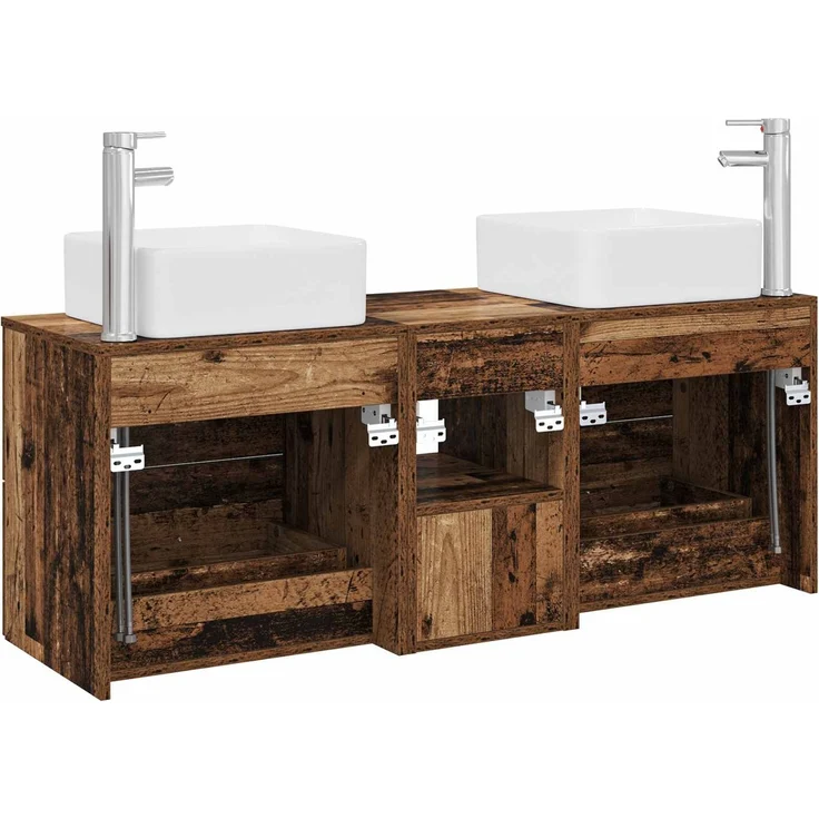 vidaXL Badezimmerschrank-Set 3 stk. Altholz 129 x 41 x 80 cm 3405825 – Bild 8