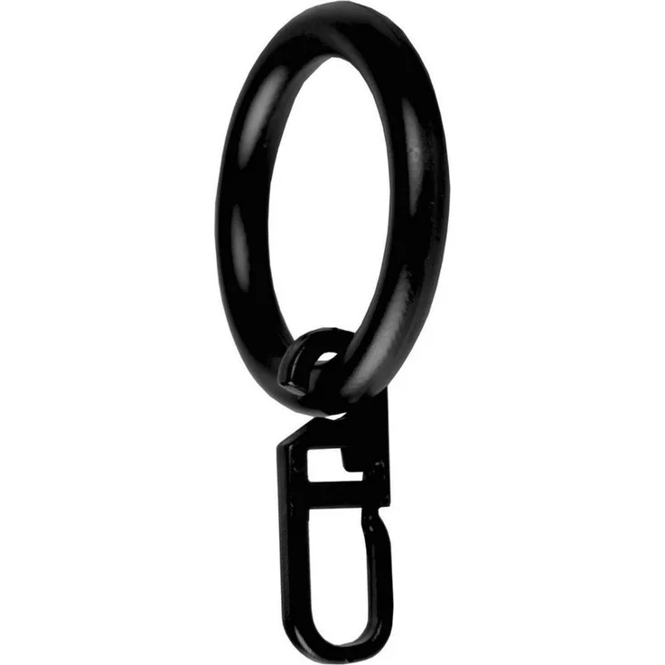 Bestlivings Gardinenstange, 1-läufig, Gardinenring - schwarz - Ø28mm, Gardinenring (silber) Ø40mm , Gardinenringe Ø40mm inkl. Faltenleghaken