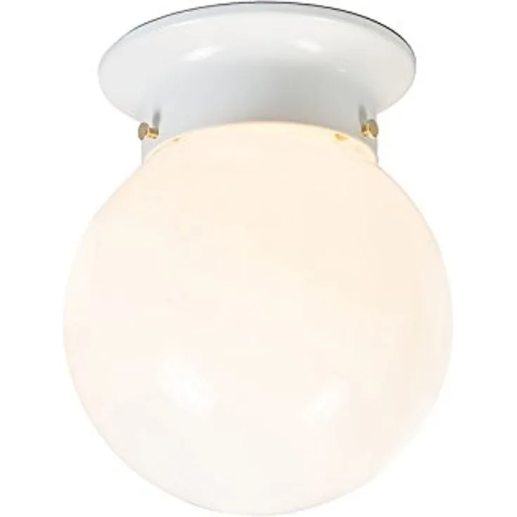 Qazqa Deckenleuchte Scoop, ohne Leuchtmittel, E27, Weiß, Retro, Glas, 1-flammig