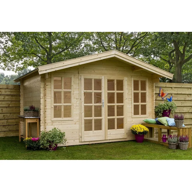 Lasita Maja Gartenhaus Robin 280 Gartenhaus aus Holz Holzhaus mit 28 mm Wandstärke Blockbohlenhaus mit Montagematerial