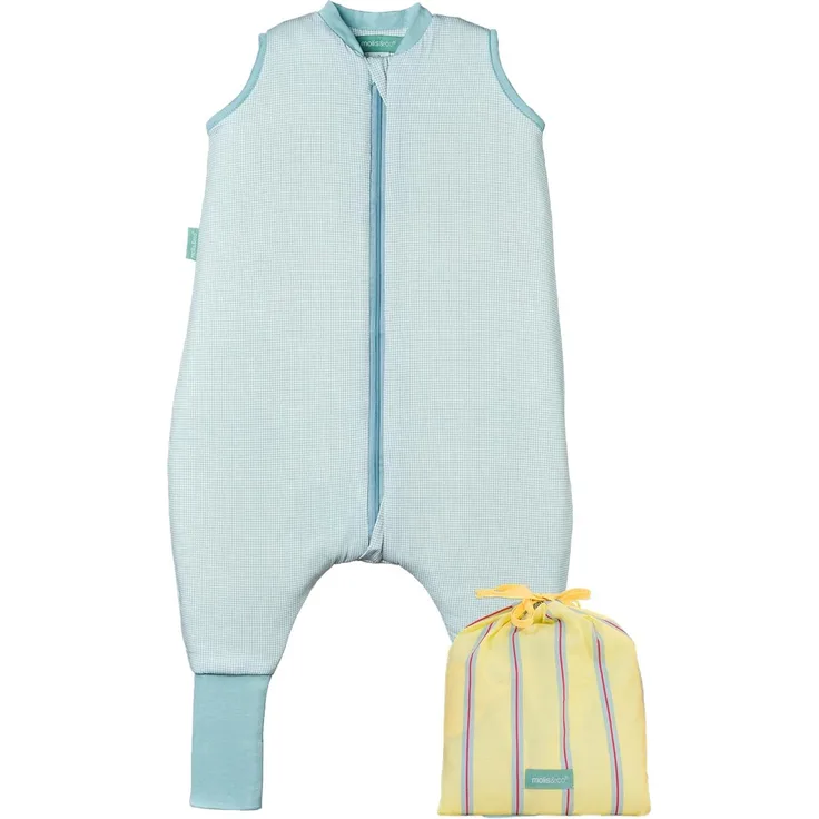 molis&co - Baby Schlafsack mit Füßen und Socke -Ideal für Frühling und Herbst - Babyschlafsack mit Beinen 1 tog - 100% Baumwolle (Oeko-TEX 100), Premium Qualität - Lagoon (80 cm)