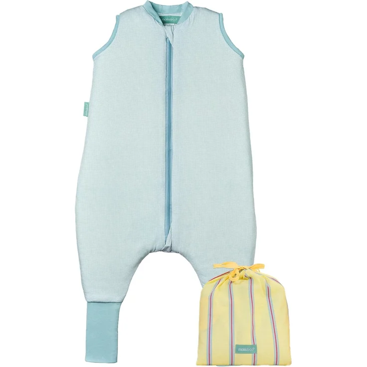 molis&co - Baby Schlafsack mit Füßen und Socke -Ideal für Frühling und Herbst - Babyschlafsack mit Beinen 1 tog - 100% Baumwolle (Oeko-TEX 100), Premium Qualität - Lagoon (80 cm) – Bild 1