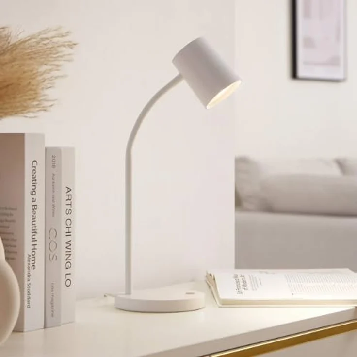Lindby Tischlampe 'Radka', weiße Schreibtischlampe mit flexiblem Gestell und Schalter, GU10 – Bild 2