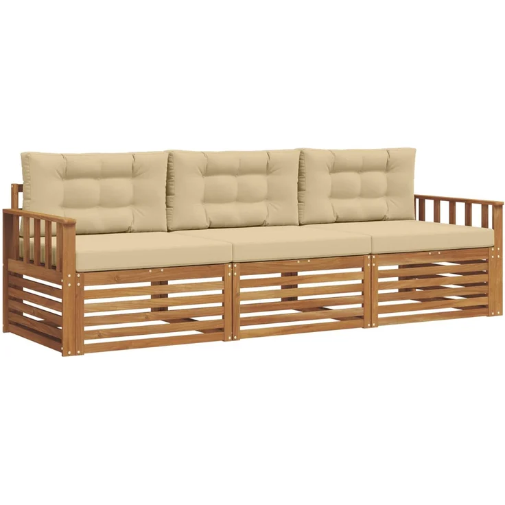 vidaXL Outdoor-Sofagarnitur 3 stk. Natur und Beige 3372933 – Bild 2