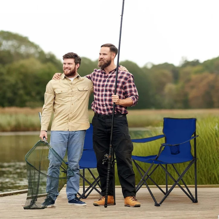 Sunula Campingstuhl Faltbar Anglerstuhl Ultraleicht Faltstuhl mit Armlehnen, mit Getränkehalter, mit Tragetasche, bis max. 100 kg, Blau – Bild 3