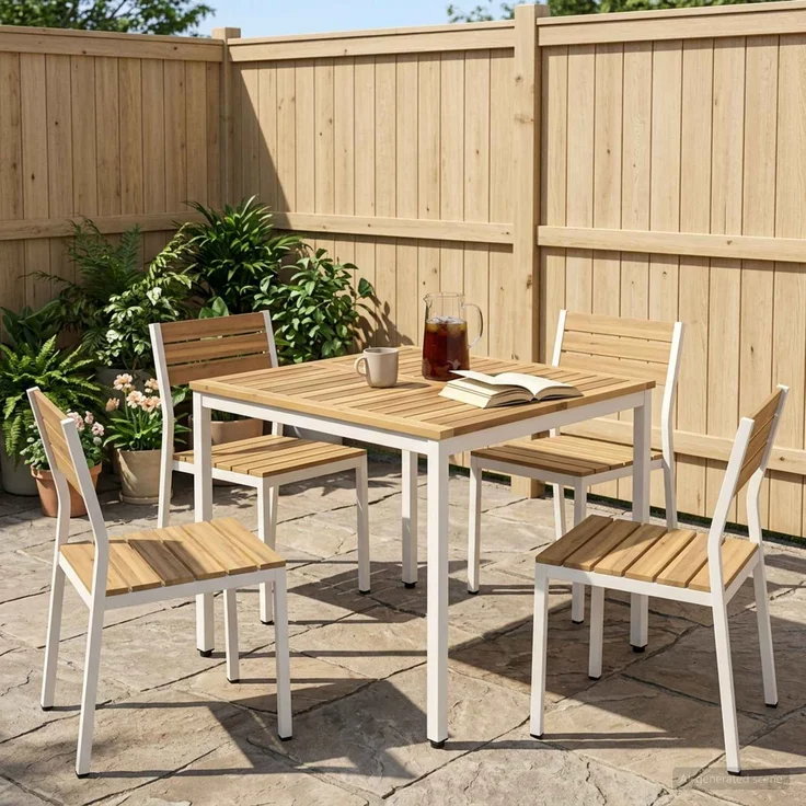 vidaXL Gartentisch NAARDEN Weiß gewaschen 80 x 80,5 x 75 cm 901759 – Bild 1