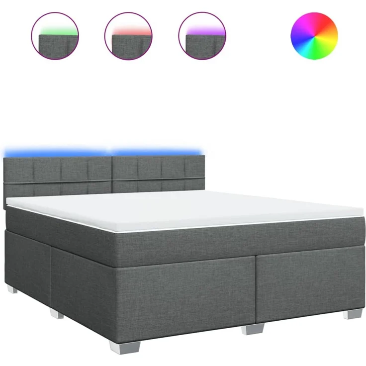 vidaXL Boxspringbett mit Matratze Dunkelgrau 180x200 cm Stoff 3288268 – Bild 2