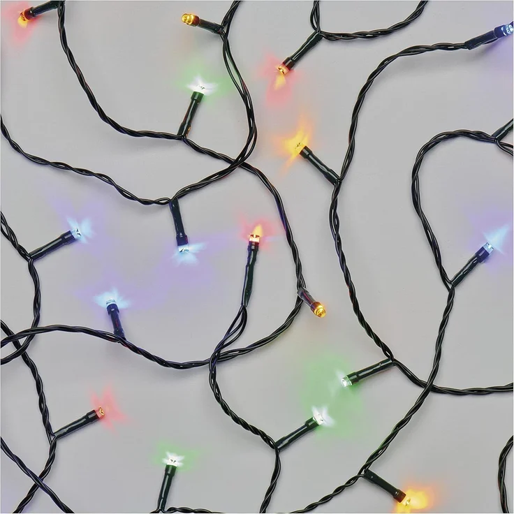 EMOS LED-Lichterkette bunt für Innen und Außen, 18m lange IP44 Multicolor Weihnachtslichterkette mit 180 LEDs + 5m Zuleitung und Netzteil, 6 Stunden Timer Funktion, für Party, Weihnachten, Deko