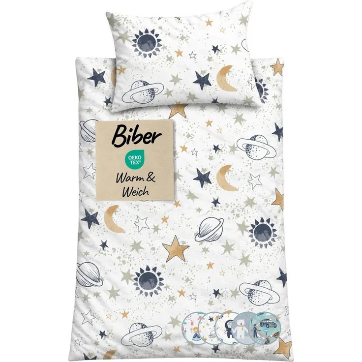 Carpe Sonno Kinderbettwäsche Biber Winter Bettwäsche 100x135 & 135x200 Kinder Baby Kuschelig, Biber, 2 teilig, Warm & Weich - Babybettwäsche 100x135 - 100% Baumwolle - Universum