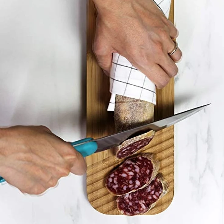 Trebonn Artu Schneidbrett Bambus 43x11 cm & Salamimesser – Bild 4