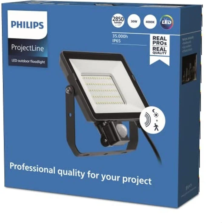 Philips Projectline Flutlicht, 30W, 4000K, schwarz, mit Sensor – Bild 1