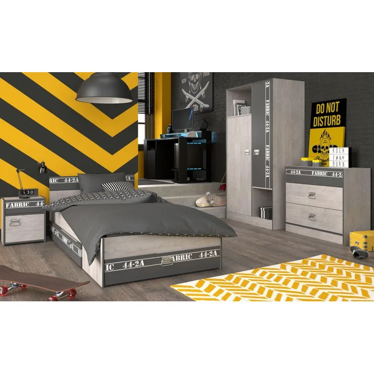 Parisot Kinderzimmer Fabric in Esche grau und schwarz Jugendzimmer Set 5-tlg.