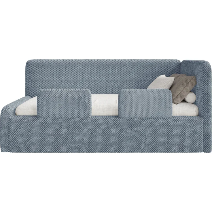 Selsey 'Fanko' Kinderbett 90x200 cm mit Rausfallschutz, Matratze, Kopfteil rechts, Plüsch, Blau – Bild 6