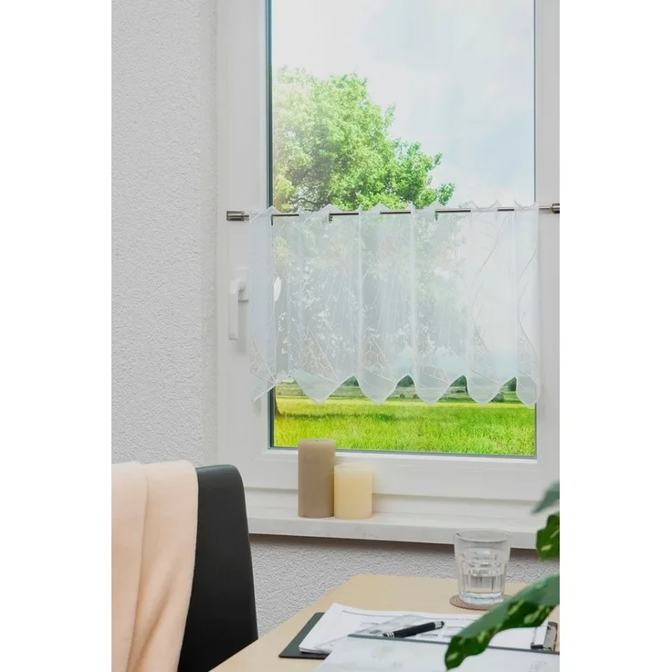 Stickereien Plauen Panneaux Linda (1 St), Stangendurchzug, halbtransparent, Voile