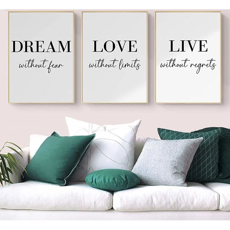 Poster Set 3er Dream Love Live Schwarz Weiß Wandkunst 30x40cm – Bild 1