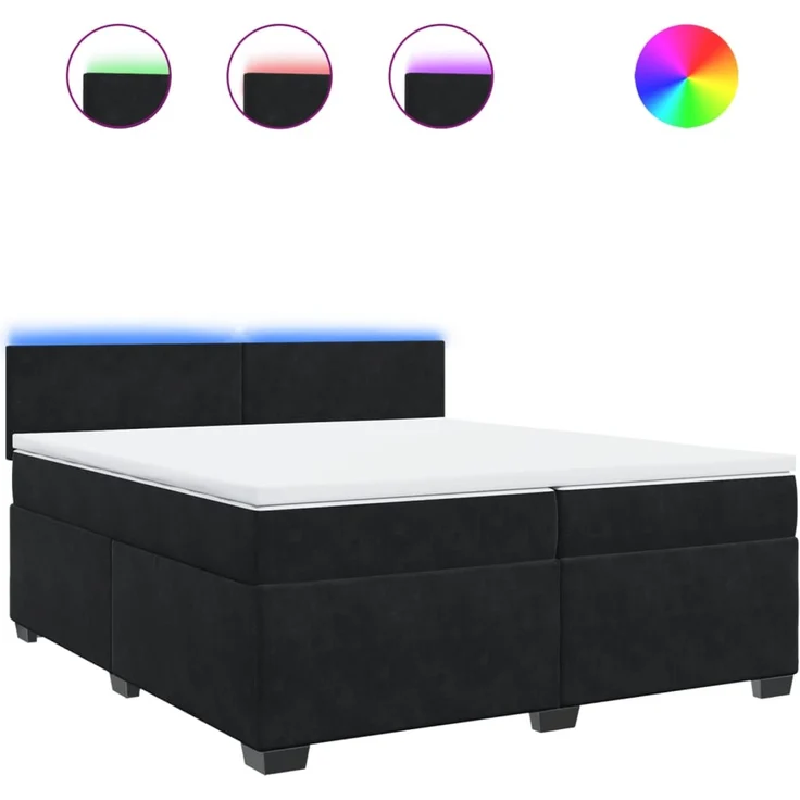 vidaXL Boxspringbett mit Matratze Schwarz 200x200 cm Samt 3288698 – Bild 2