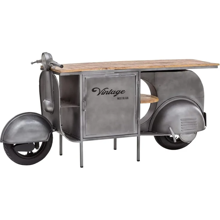 Waschtisch Unikat Design Scooter Doppelwaschtisch Metall industrial mit Holz massiv ohne Waschbecken Badmöbel Upcycling Vintage Look Badschrank