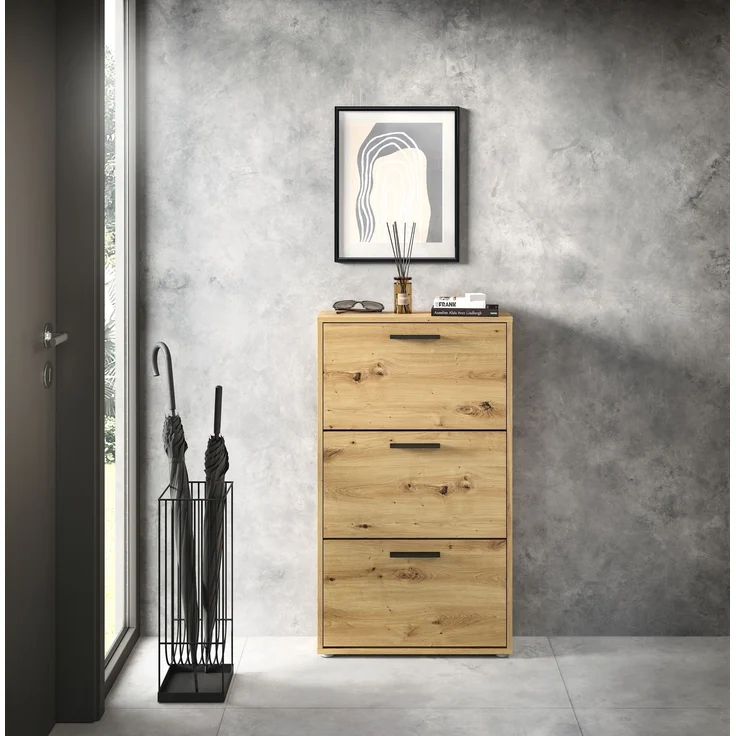 Schuhkipper >See< 3 Klappen, in Eiche Artisan Dekor - 59x103x17cm (BxHxT) – Bild 7