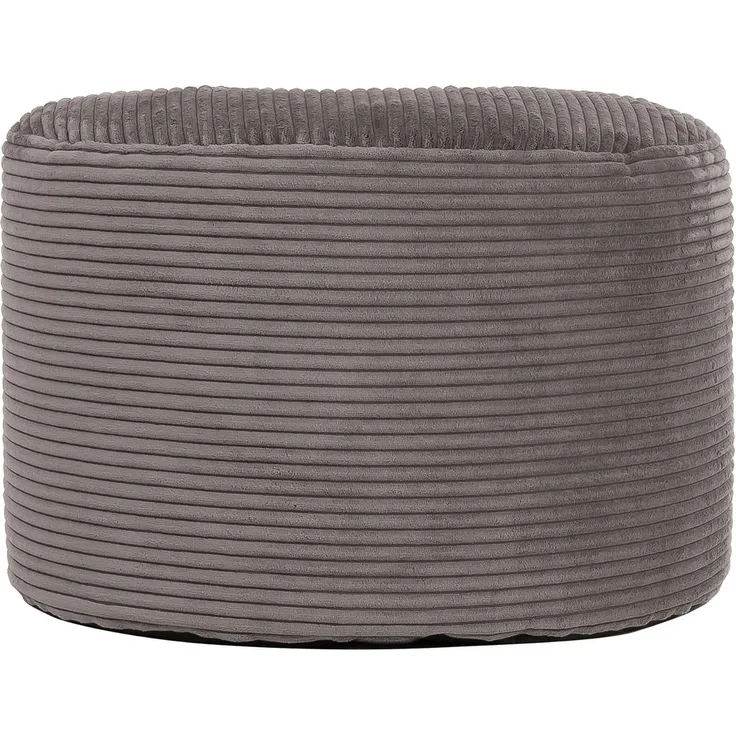 Icon Frankie Hocker, Dunkelgrau, Flauschiger Cord Stoff, Sitzsack Cord, Sitzpuff Hocker mit Füllung, Fußhocker für das Wohnzimmer, Deko Wohnzimmer