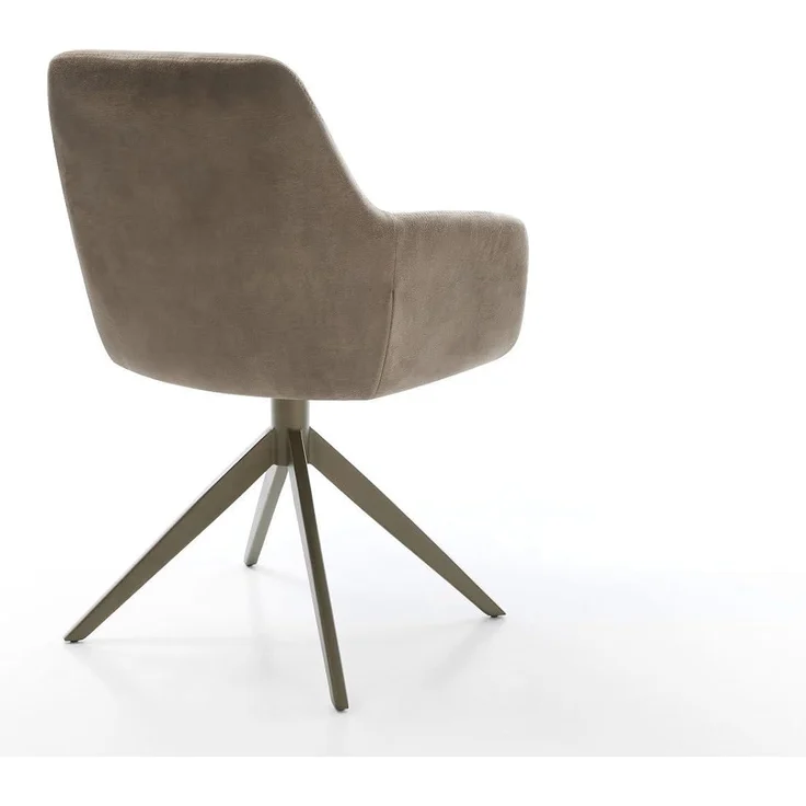 Drehstuhl Pejo-Flex Mikrofaser Taupe Vintage Kreuzgestell breit Effektfinish Titan 360° drehbar Taschenfederkern – Bild 6