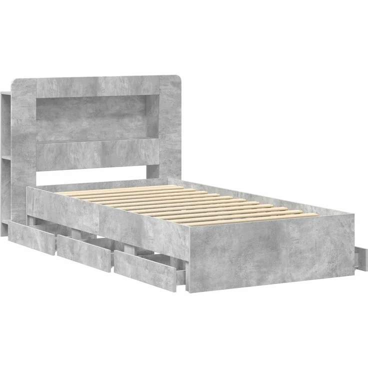vidaXL Bettgestell mit Stauraum und Kopfteil Betongrau 75 x 190 cm 3433992 – Bild 4