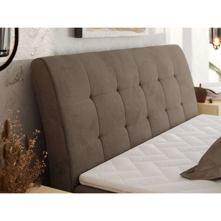 Boxspringbett DAGOS 200 x 200 cm mit Kopfteil, Lattenrost und Stauraum – Doppelbett mit Matratze & Topper Visco , stabile Konstruktion, Bettkasten, modernes Design - Braun Velvet - H4 – Bild 3
