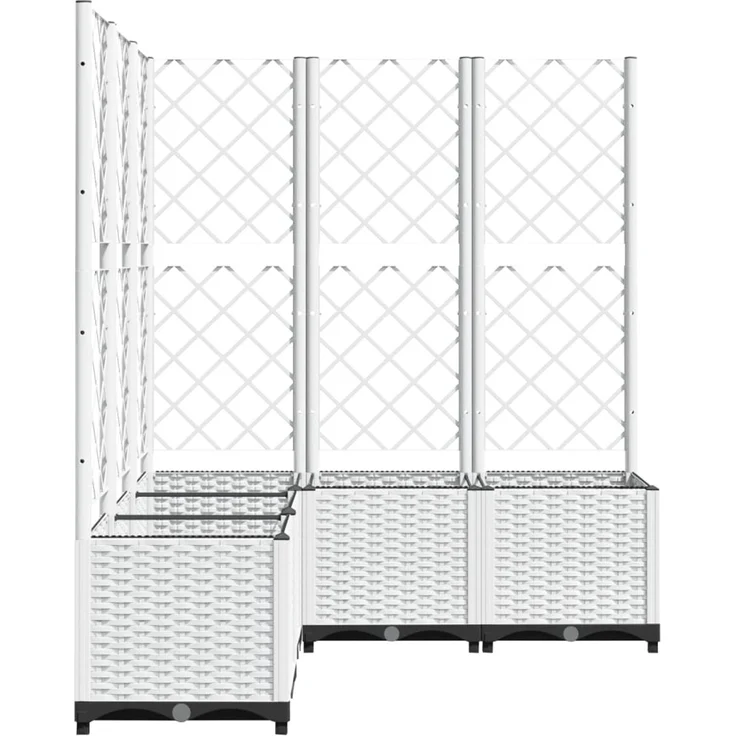 vidaXL Pflanzkübel mit Rankgitter Weiß 120x120x136 cm PP 153288 – Bild 4