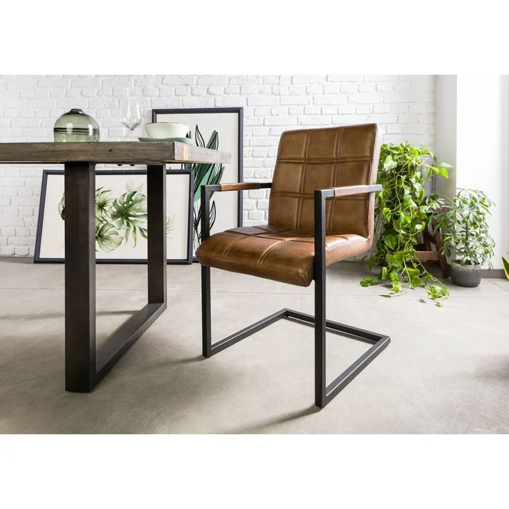 IRON LABEL Stuhl #24 51x62x79 braun Echtleder – Bild 8
