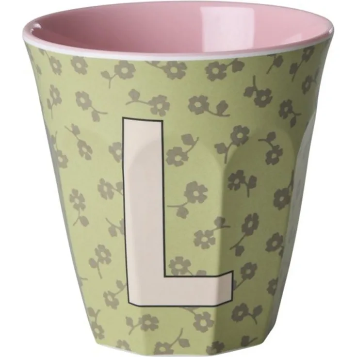 rice Becher Rice Buchstabenbecher – Melamin Tassen A–Z mit Blumen-Design, BPA-frei, 1-tlg, Melamin
