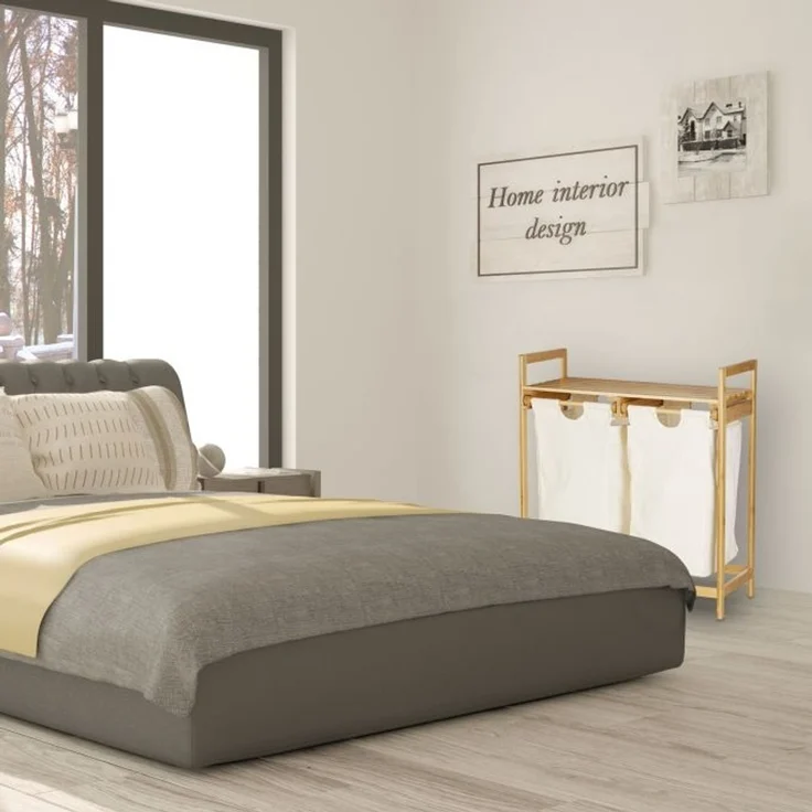 Wäschekorb Bambus 2 Fächer – Bild 5