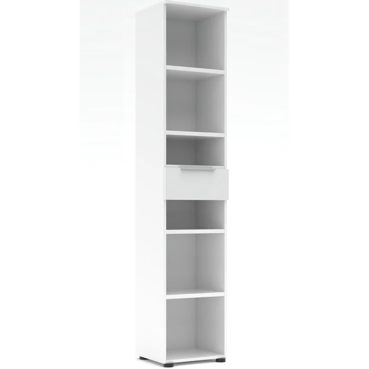 Büroregal SANTORIN Weiß & weißes Glas – schmal 40x198 cm – Bild 1