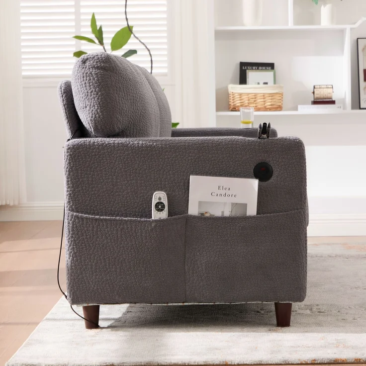 Zweisitzer-Sofa Chenille-Bezug, extraweiche Polsterung & hochverdichteter Schaumstoff, USB‑C, dimmbare LED‑Leiste,hellgrau – Bild 6