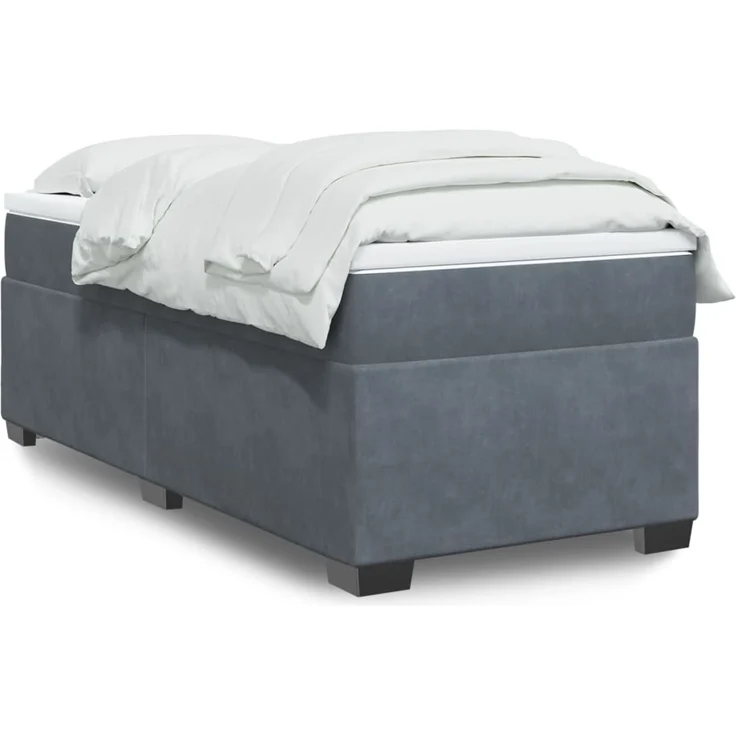 vidaXL Boxspringbett mit Matratze Dunkelgrau 90x190 cm Samt 3285252 – Bild 1