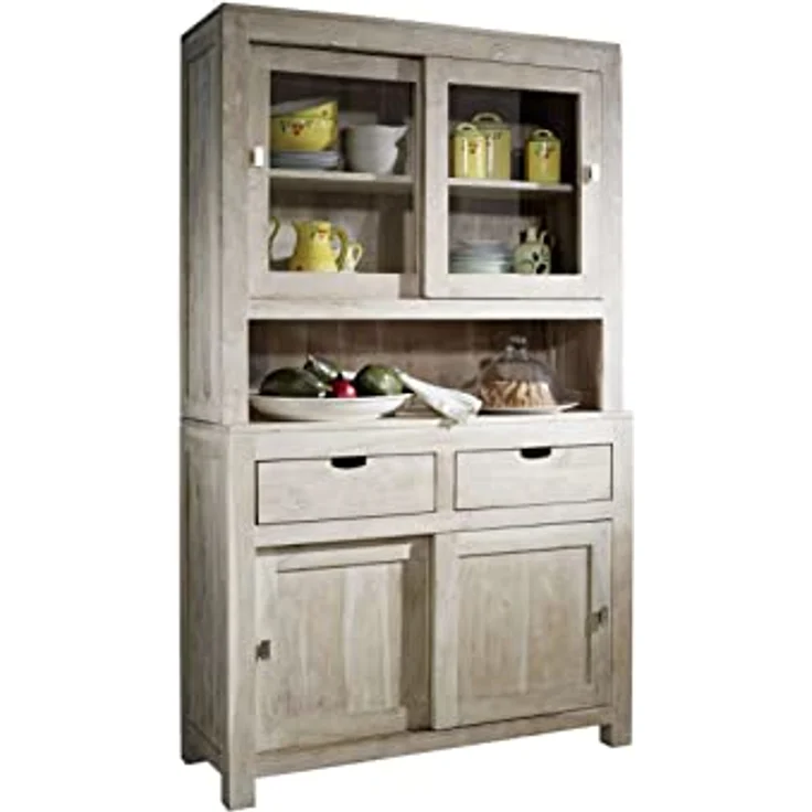 Buffet Akazie 110x45x190 white stone getüncht NATURE WHITE #64 – Bild 1