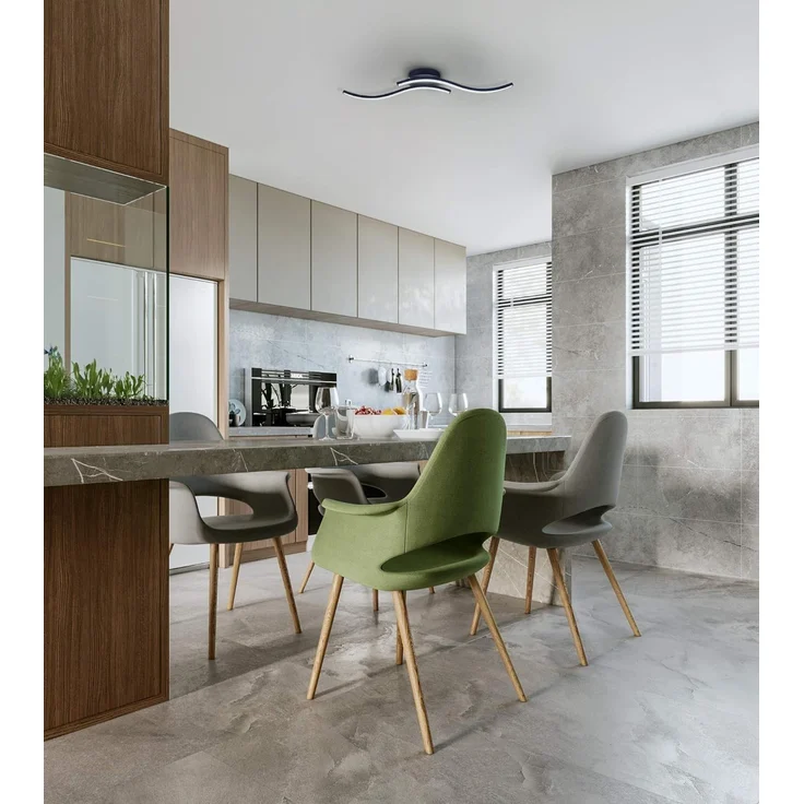 TRANGO LED Deckenleuchte, 3159B Design LED Deckenleuchte Serie *WAVE* 2 Flammen Leuchtenarm in Wellenform - Deckenlampe - Wandlampe 2x 5 Watt LED Modul - 2x 500 Lumen, 3000K warmweiß in modern & chic Anthrazit Schwarz – Bild 5